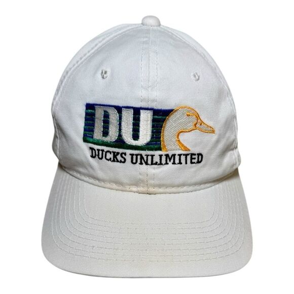 Vintage Ducks Unlimited Licensed Embroidered White Rope Snapback Baseball Hat - Picture 1 of 6